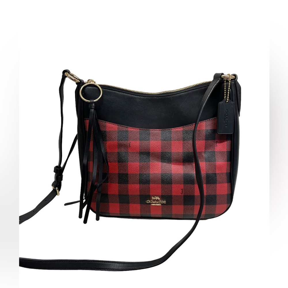 Coach Gingham Print Chaise Crossbody Gem